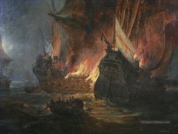 Combat de La Cordelière devant Saint Mathieu Pierre Juilien Gilbert Batailles navale Peinture à l'huile